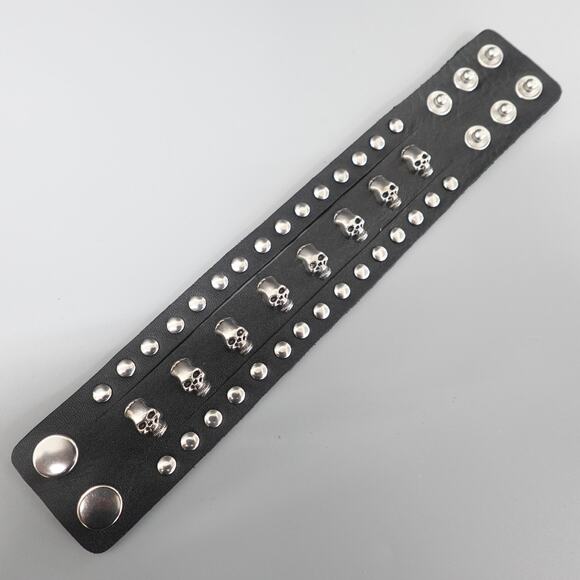 Black Leather Bracelet W/ Studs SL-11 - Picture 1 of 3